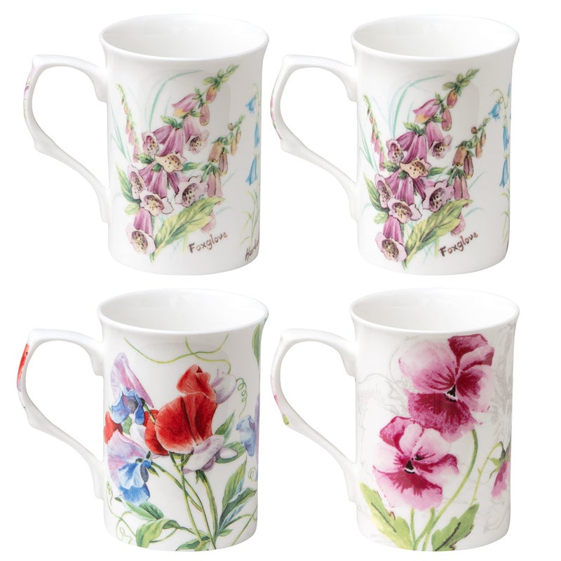 Grace Teaware Bone China Coffee Tea Mugs 9-Ounce (Sweet Floral) (Set of 4 Assorted) - Image 2
